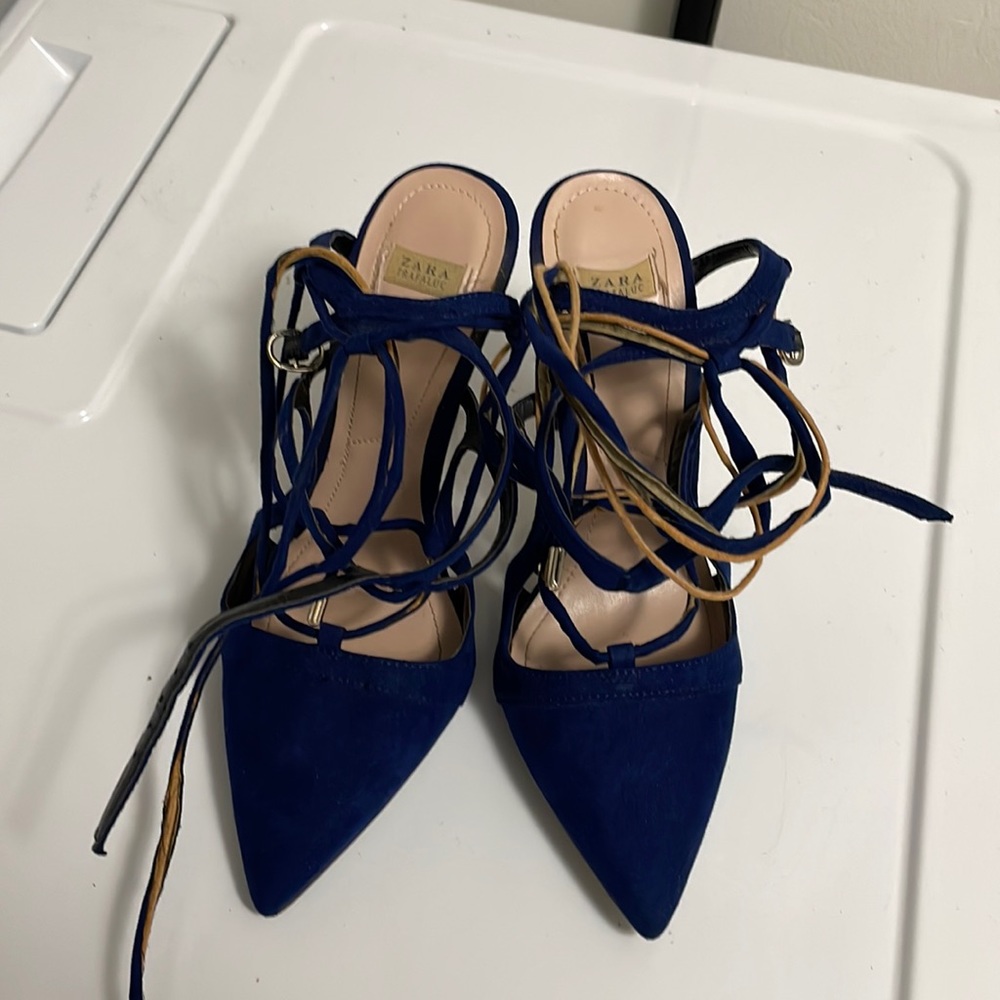 Zara blue lace up heels